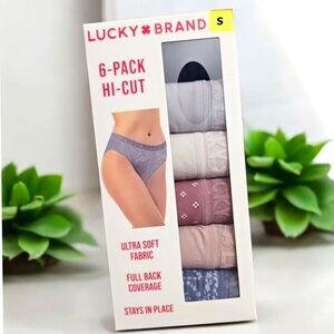 NWT Lucky Brand Women's 6 Pack High Cut Ultra Soft Panties Size S
